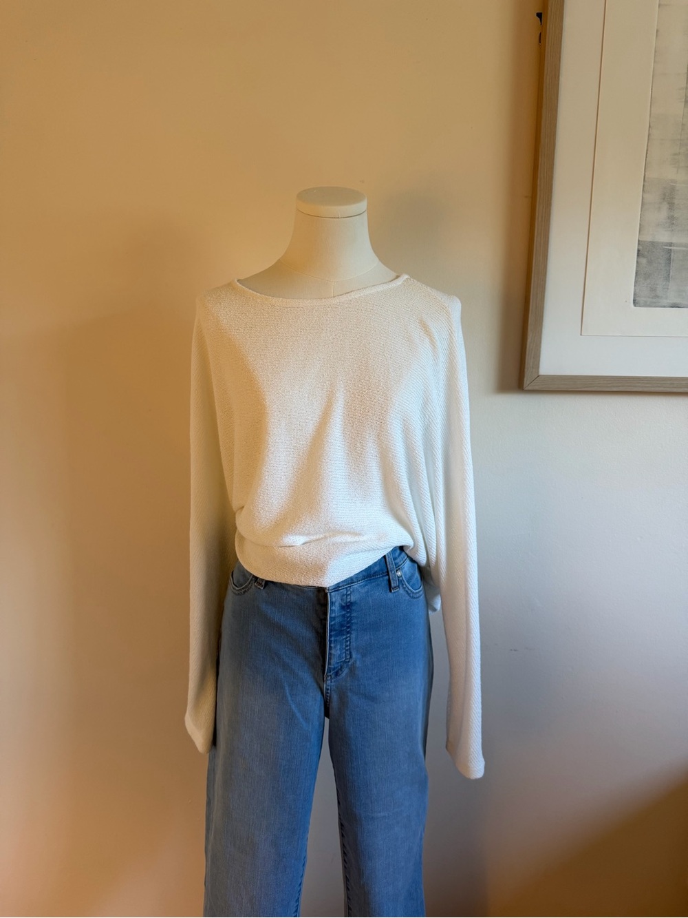 H&M Cream Ribbed Knit Top